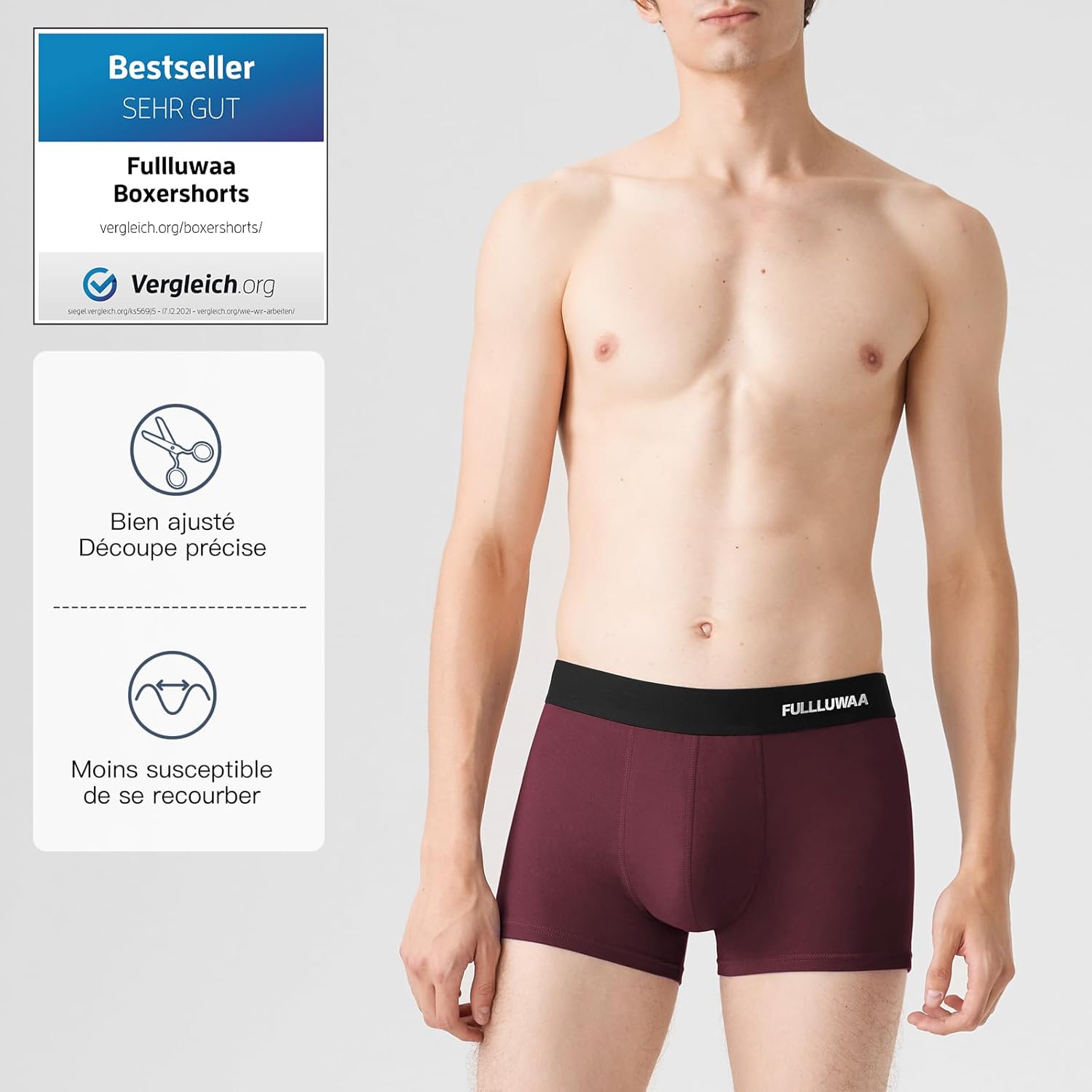 Fullluwaa - Lot de 10 Boxers Homme Coton, Confortable et Doux - Ajustés, Ceinture Élastique Ultra - Souple