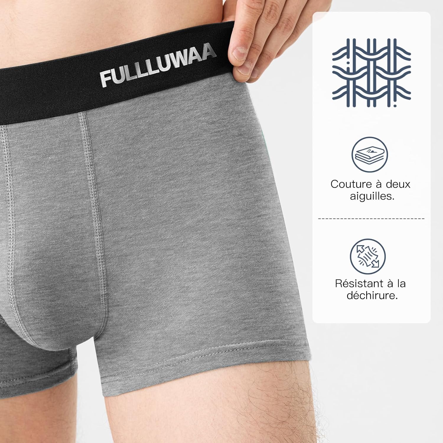 Fullluwaa - Lot de 10 Boxers Homme Coton, Confortable et Doux - Ajustés, Ceinture Élastique Ultra - Souple